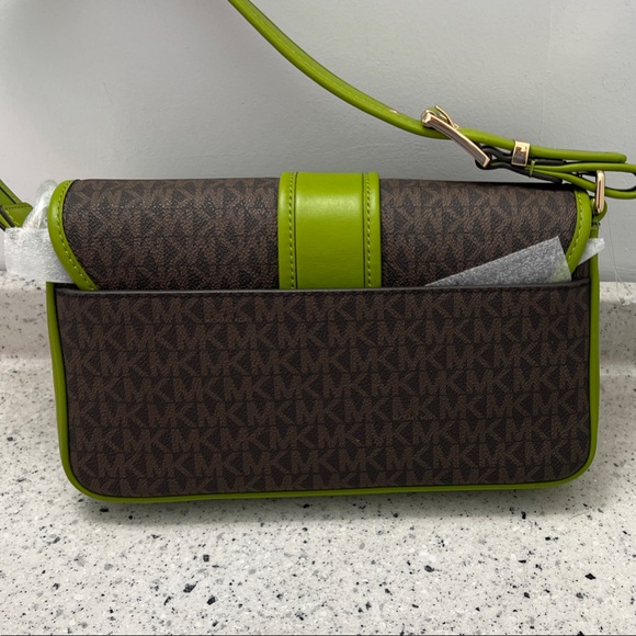 NWOT Michael Kors Brown & Green Monogram Shoulder Bag - Picture 9 of 9